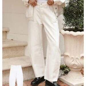 Parke Jeans Womens 25 Horseshoe Wide Leg White Workwear Carpenter Boho Retro